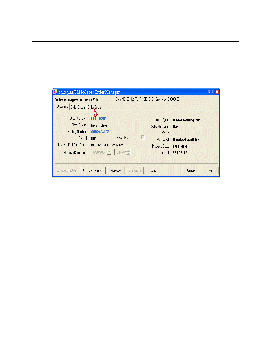 View the details of an order, View the details of an order -6 | Verizon Network Manager Nodes User Manual | Page 62 / 69