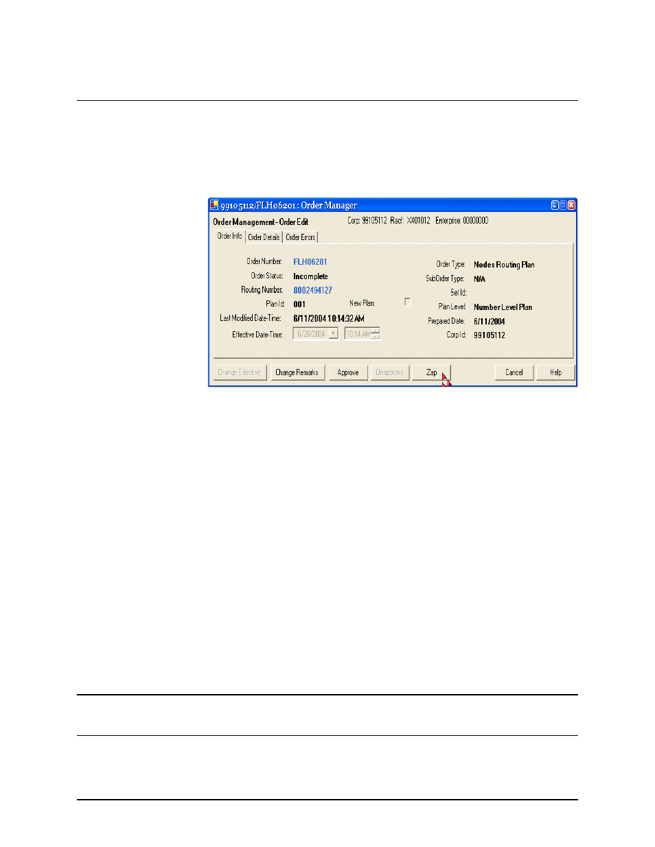 Edit an order, Edit an order -7 | Verizon Network Manager Nodes User Manual | Page 63 / 69