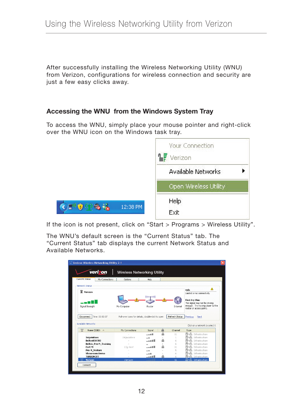 Using the wireless networking utility from verizon | Verizon VZ4010 User Manual | Page 14 / 39
