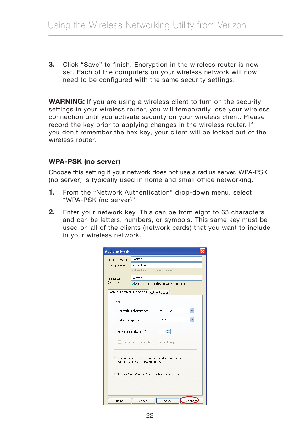 Using the wireless networking utility from verizon | Verizon VZ4010 User Manual | Page 24 / 39
