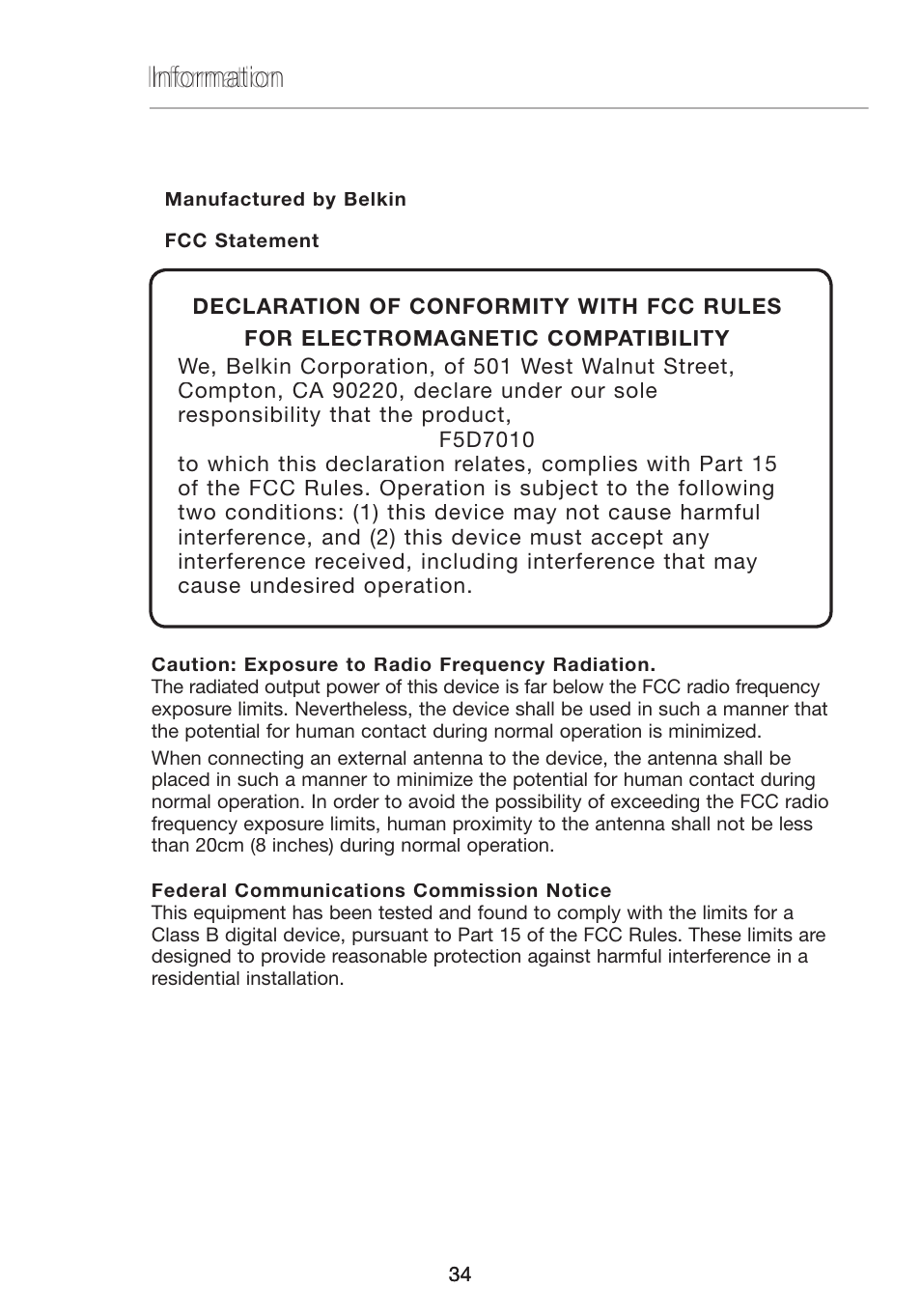Information | Verizon VZ4010 User Manual | Page 36 / 39
