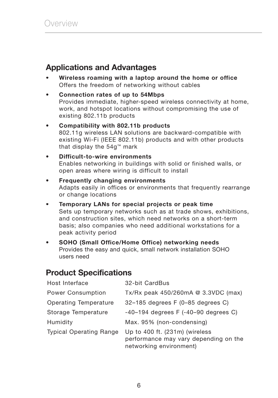 Overview, Applications and advantages, Product specifications | Verizon VZ4010 User Manual | Page 8 / 39