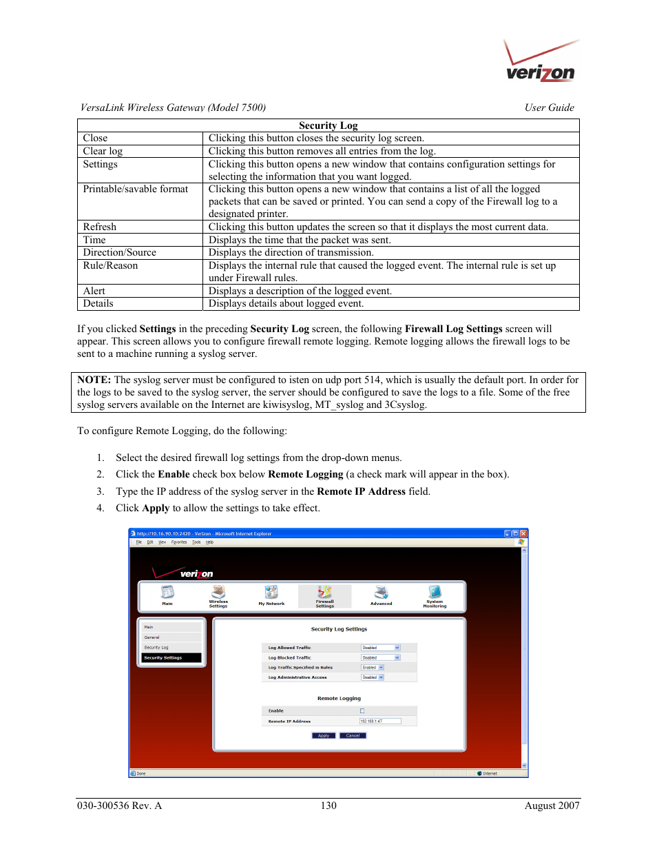 Verizon 7500 User Manual | Page 130 / 186