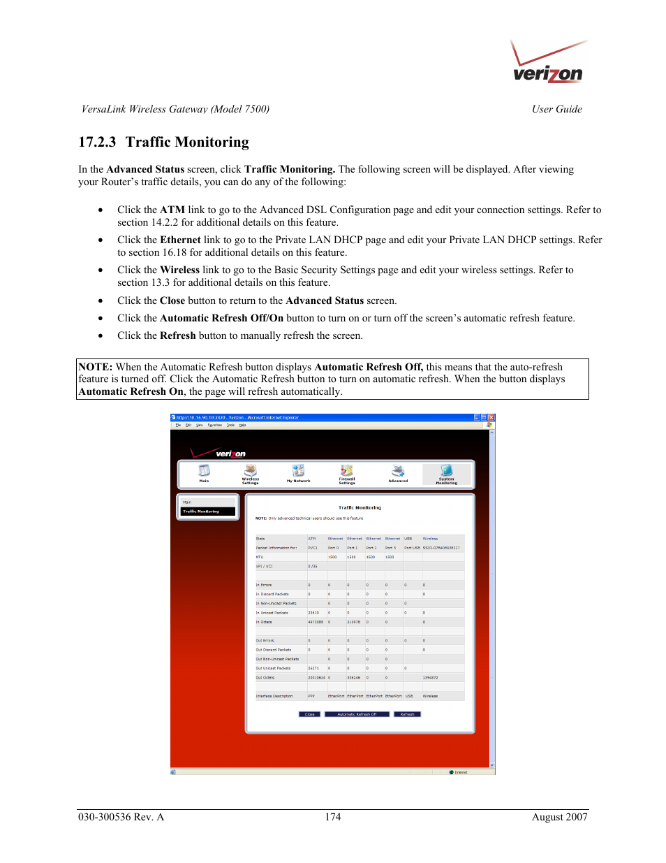 3 traffic monitoring | Verizon 7500 User Manual | Page 174 / 186