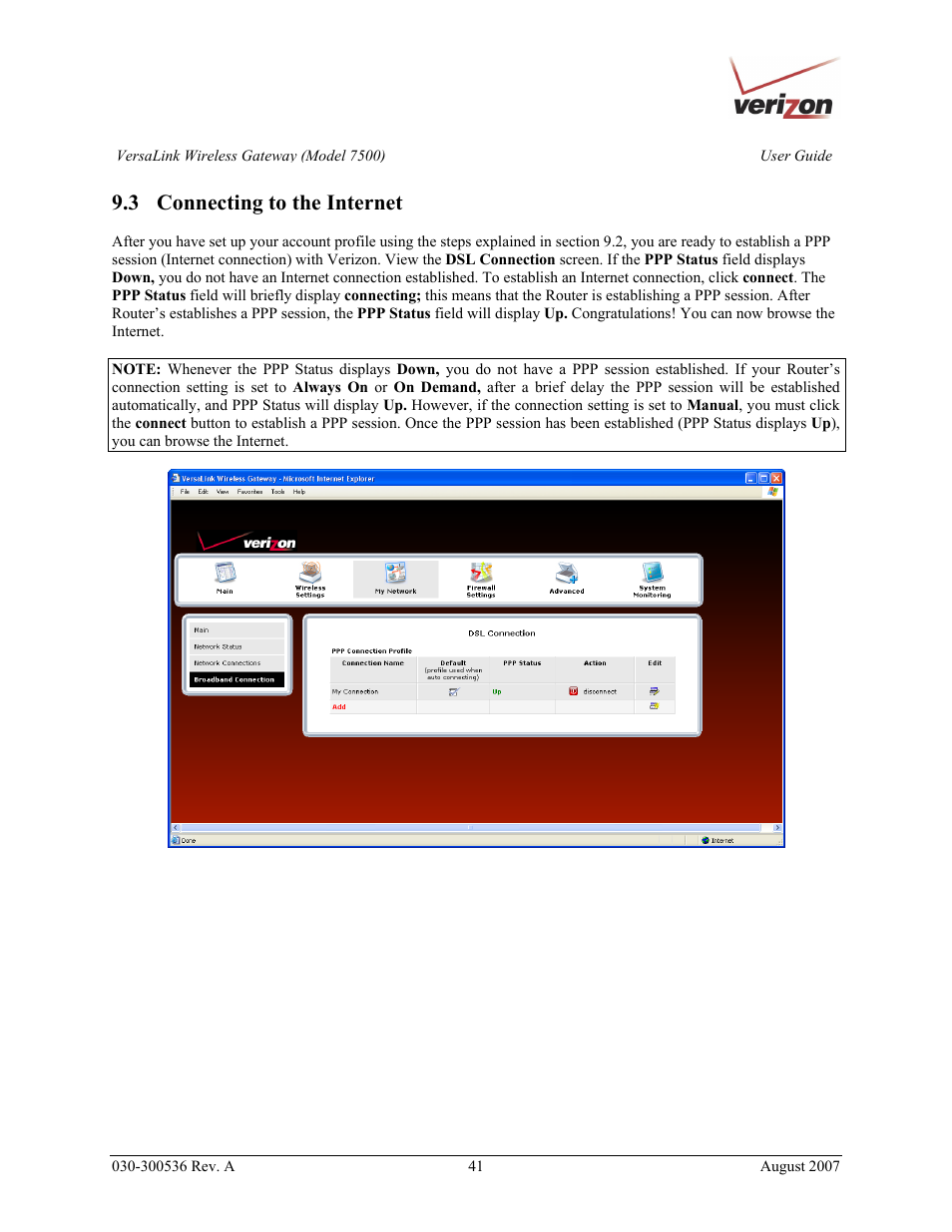 3 connecting to the internet | Verizon 7500 User Manual | Page 41 / 186