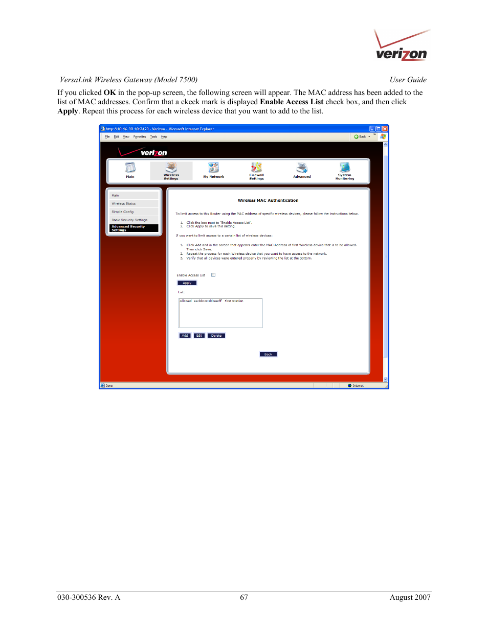 Verizon 7500 User Manual | Page 67 / 186