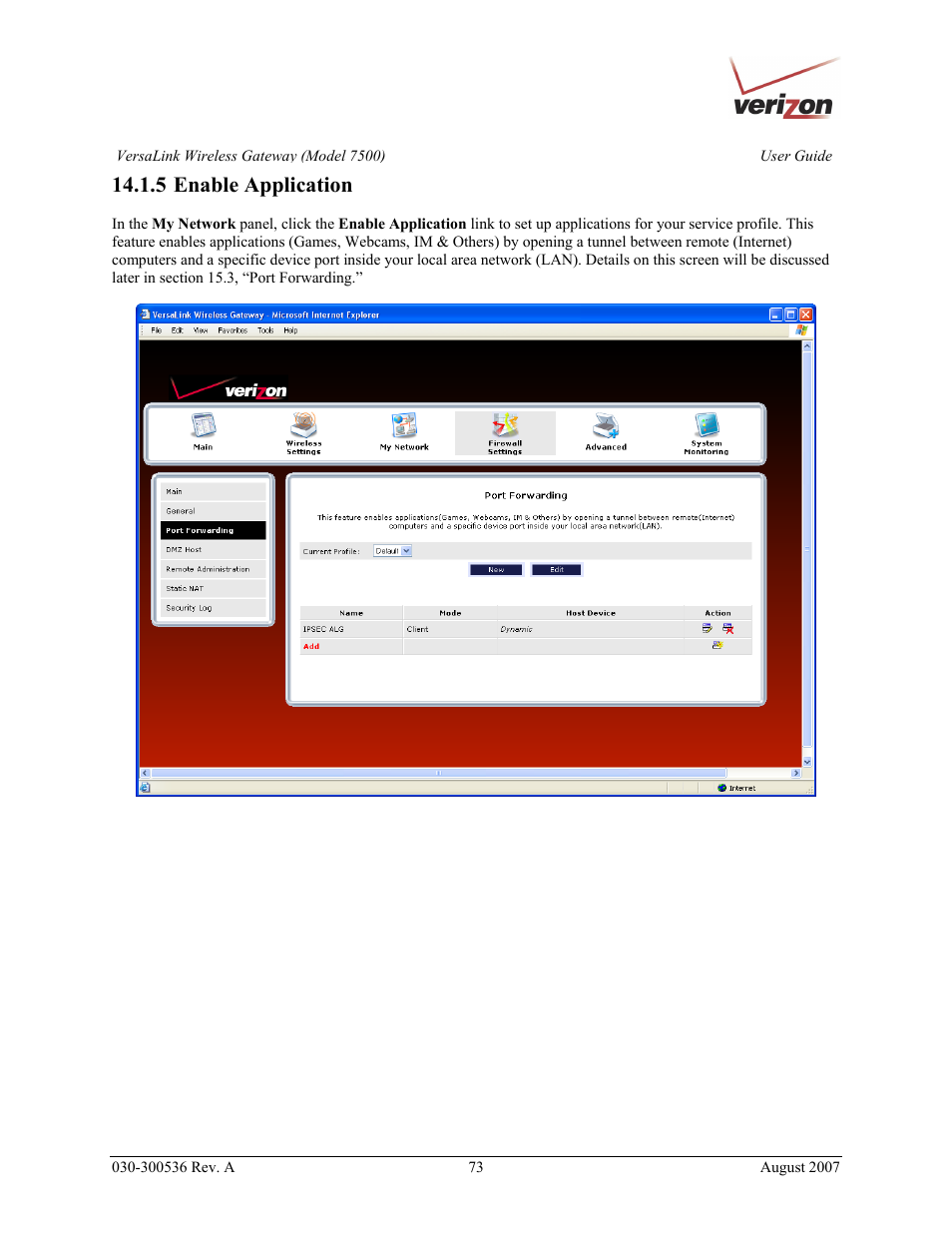 5 enable application | Verizon 7500 User Manual | Page 73 / 186