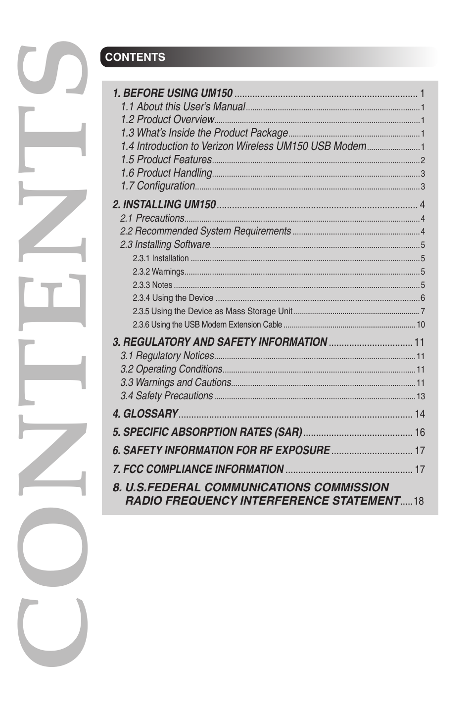 Verizon UM150 User Manual | Page 2 / 20
