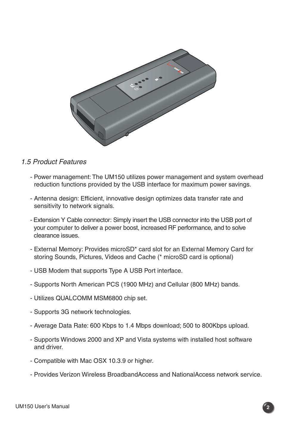 Verizon UM150 User Manual | Page 4 / 20