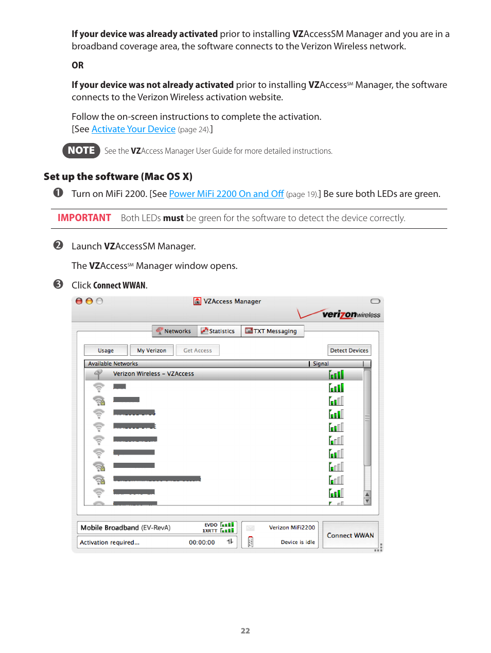 Set up the software (mac os x) | Verizon Wireless Intelligent Mobile Hotspot MiFi 2200 User Manual | Page 23 / 80