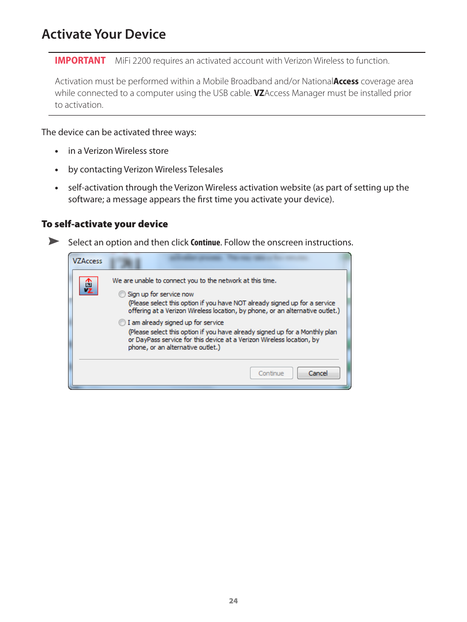 Activate your device, I 2200. [see, Tion. [see | Verizon Wireless Intelligent Mobile Hotspot MiFi 2200 User Manual | Page 25 / 80