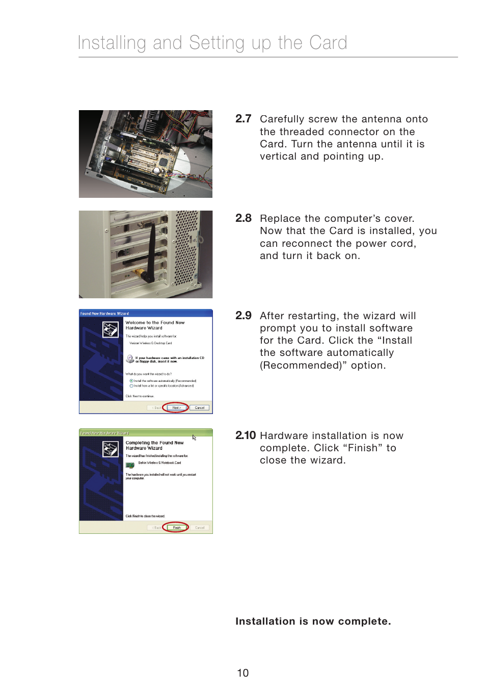 Installing and setting up the card | Verizon VZ4000 User Manual | Page 12 / 41