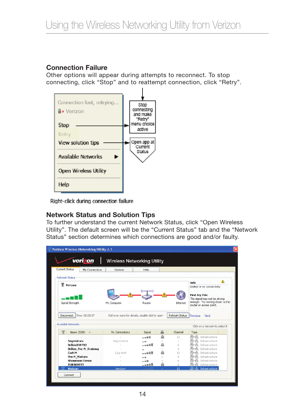 Using the wireless networking utility from verizon | Verizon VZ4000 User Manual | Page 16 / 41