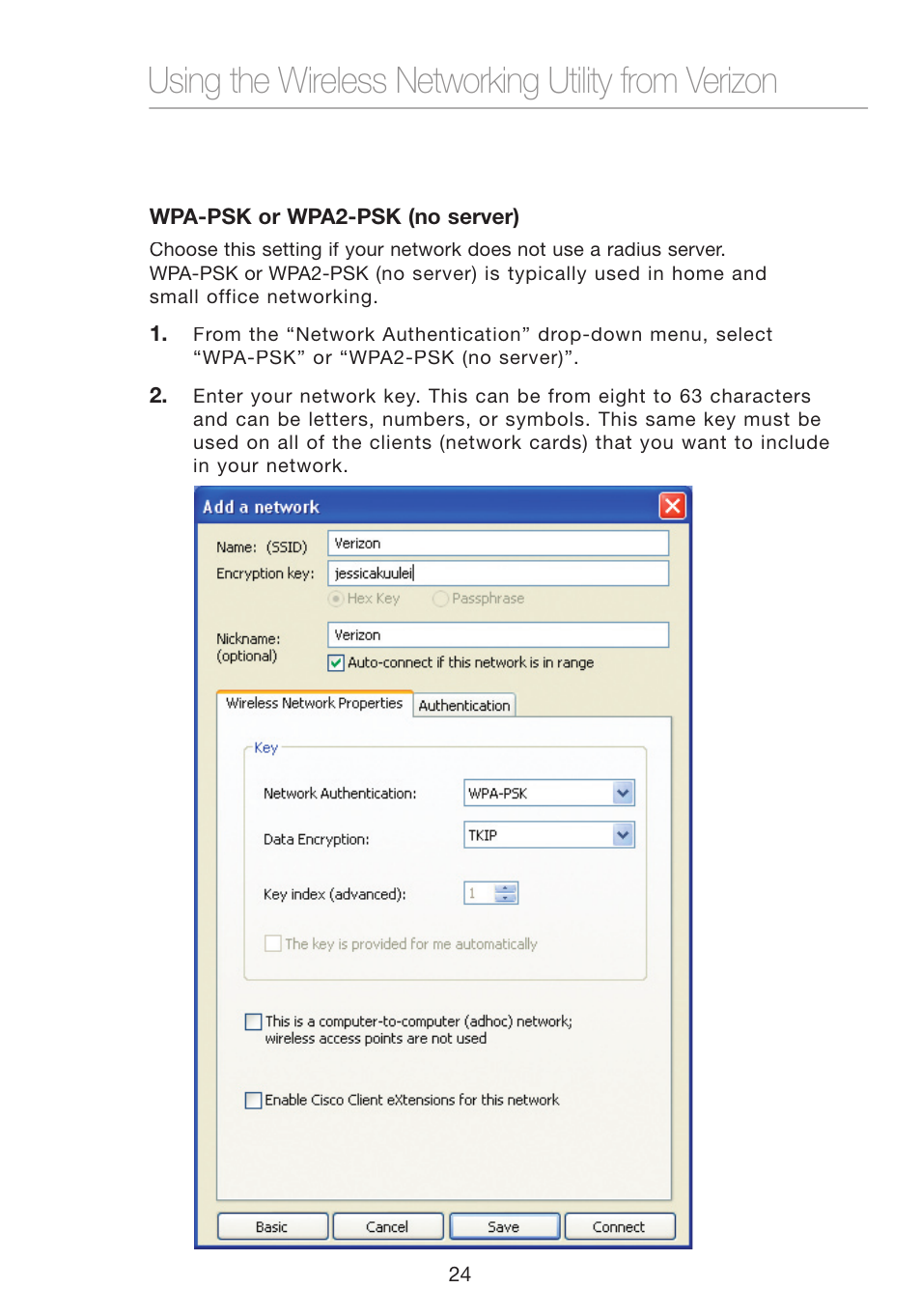 Using the wireless networking utility from verizon | Verizon VZ4000 User Manual | Page 26 / 41