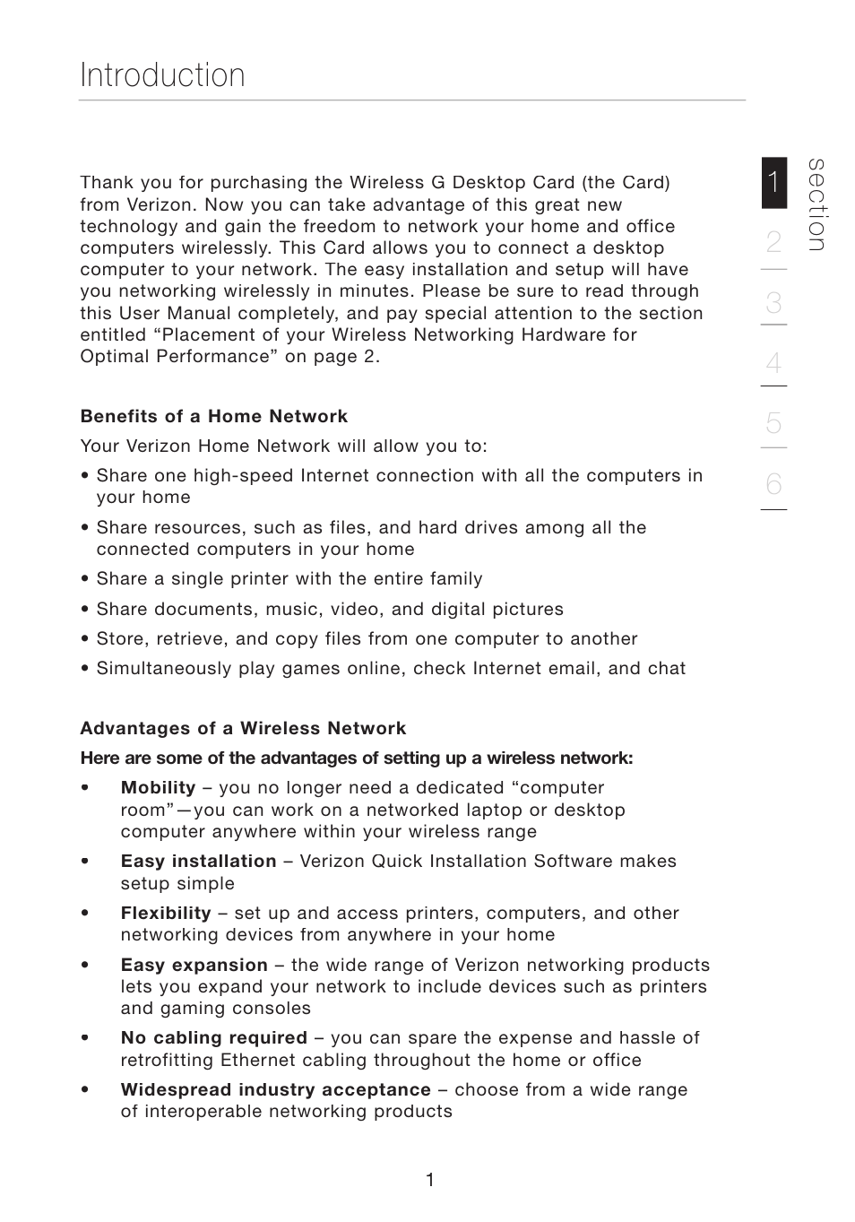Introduction, Se c tio n | Verizon VZ4000 User Manual | Page 3 / 41