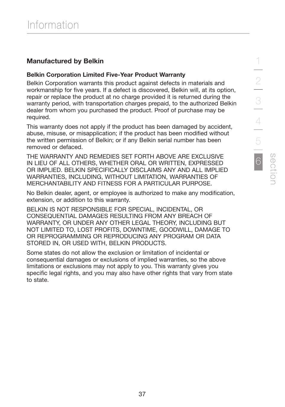 Information, Se c tio n | Verizon VZ4000 User Manual | Page 39 / 41