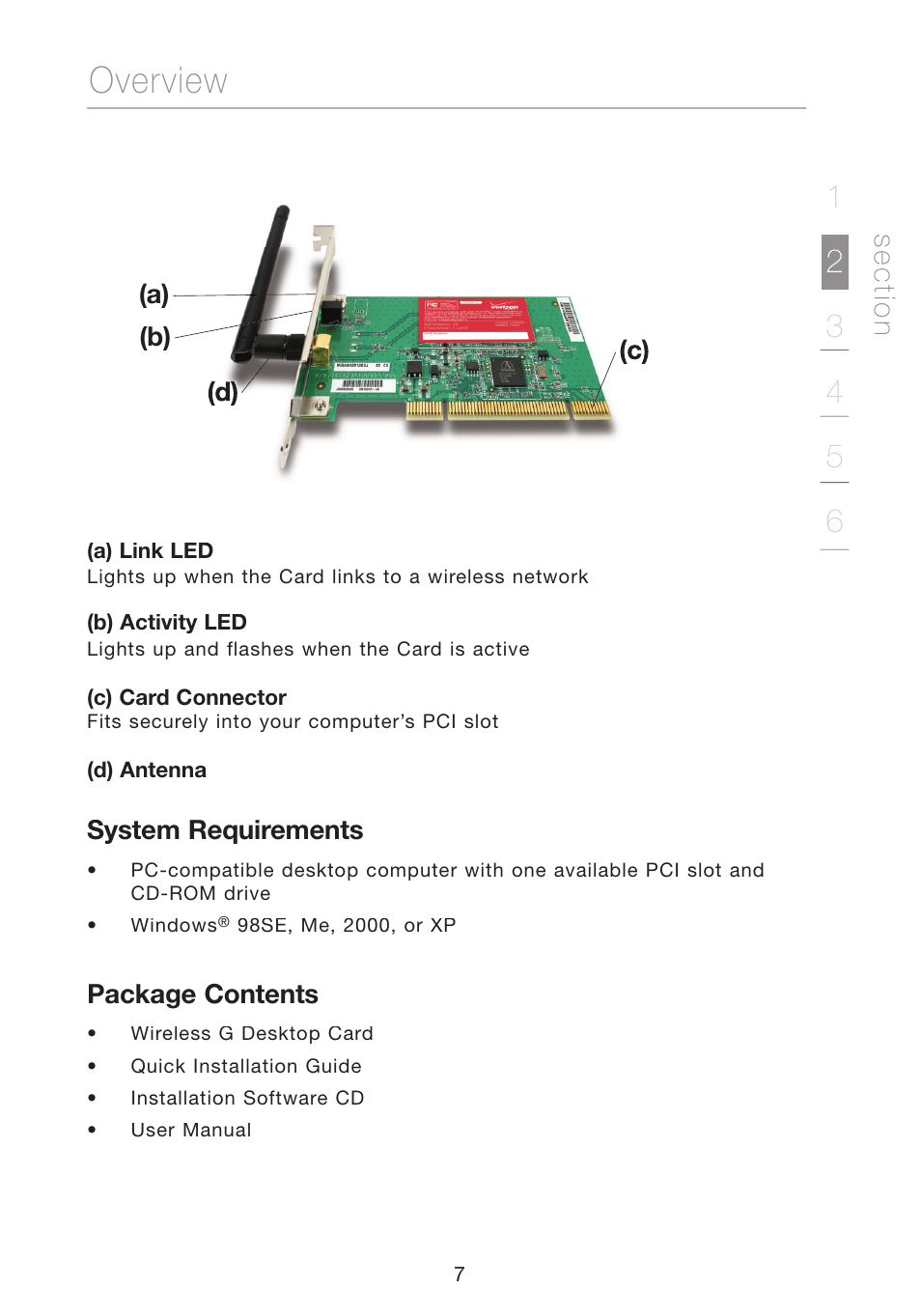 Overview, Se c tio n | Verizon VZ4000 User Manual | Page 9 / 41