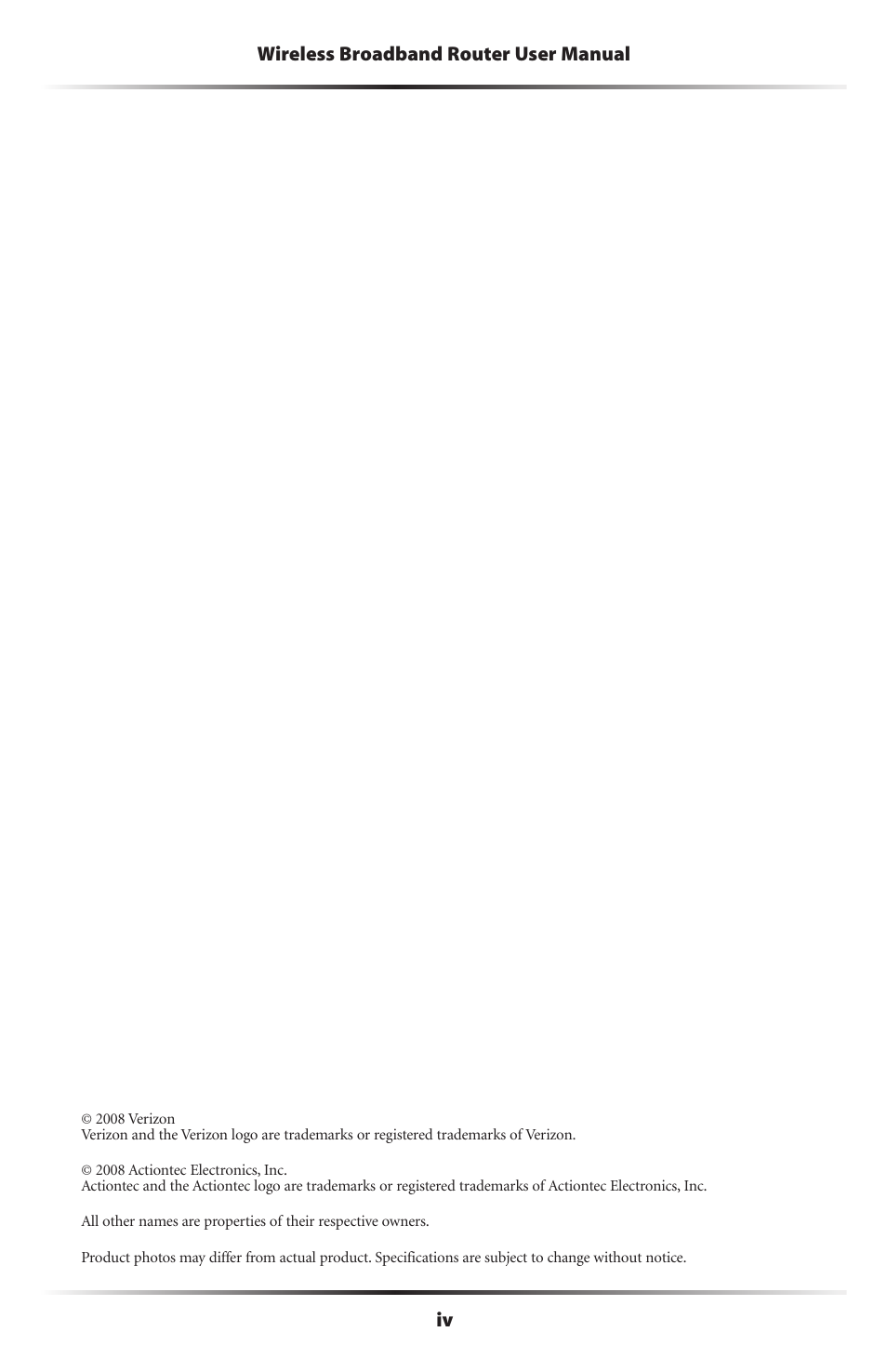 Iv wireless broadband router user manual | Verizon MI424WR User Manual | Page 5 / 163