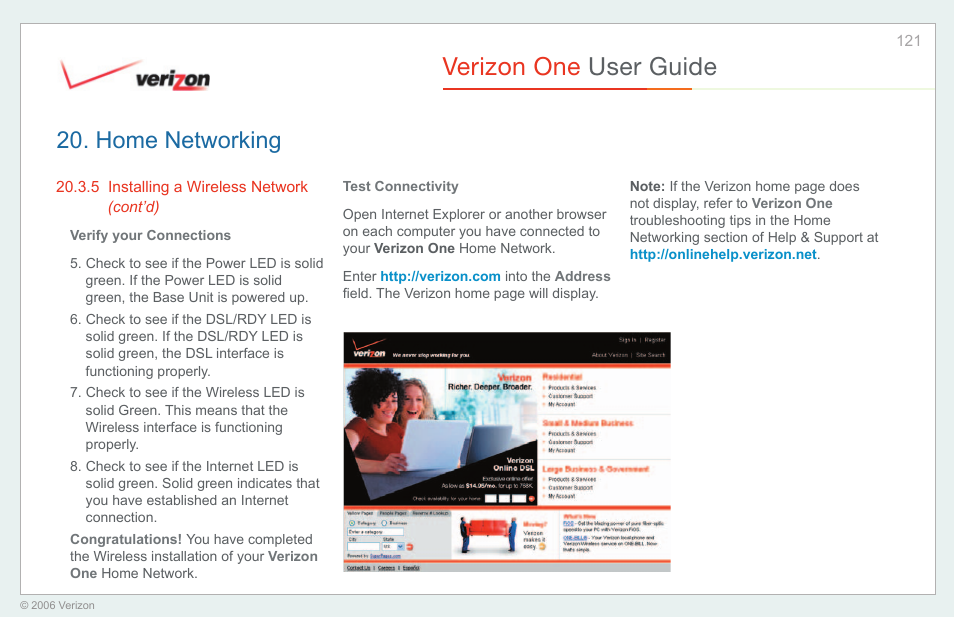 Verizon one user guide, Home networking | Verizon One User Manual | Page 121 / 138