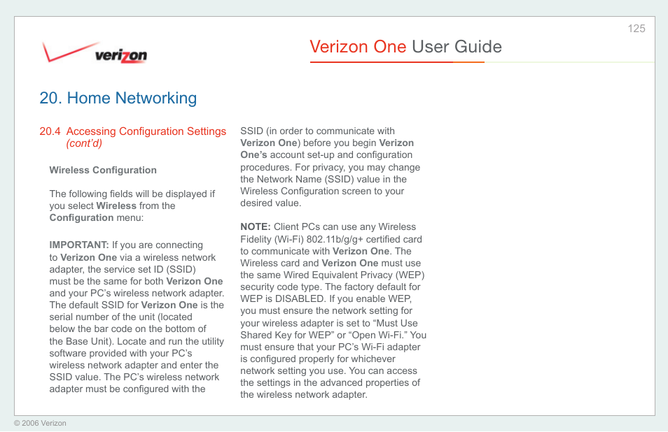 Verizon one user guide, Home networking | Verizon One User Manual | Page 125 / 138