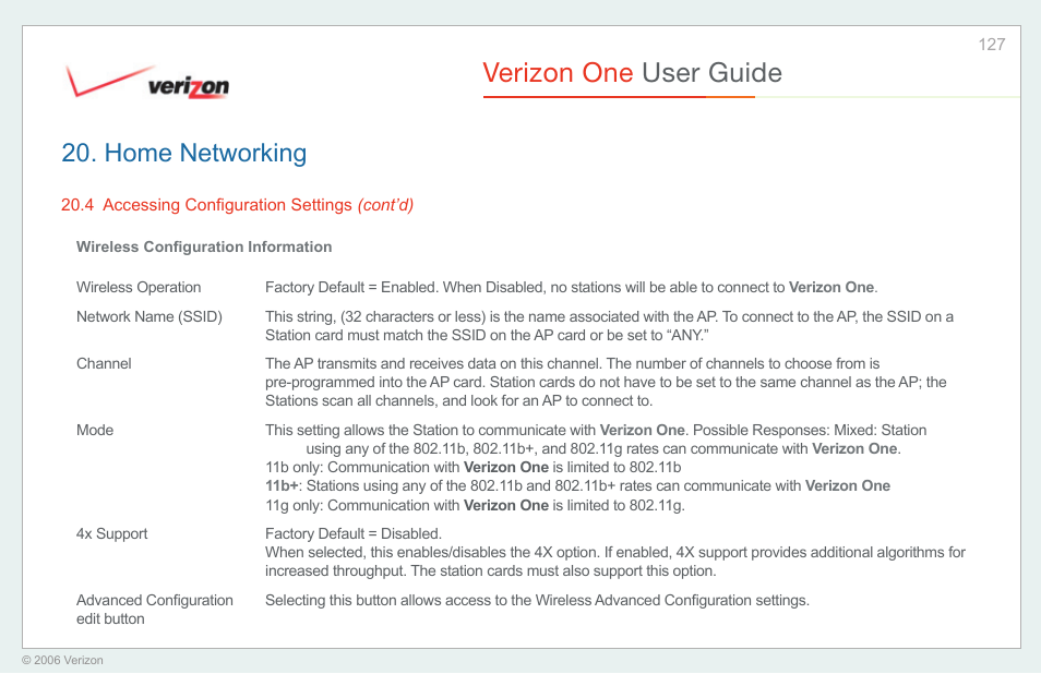 Verizon one user guide, Home networking | Verizon One User Manual | Page 127 / 138