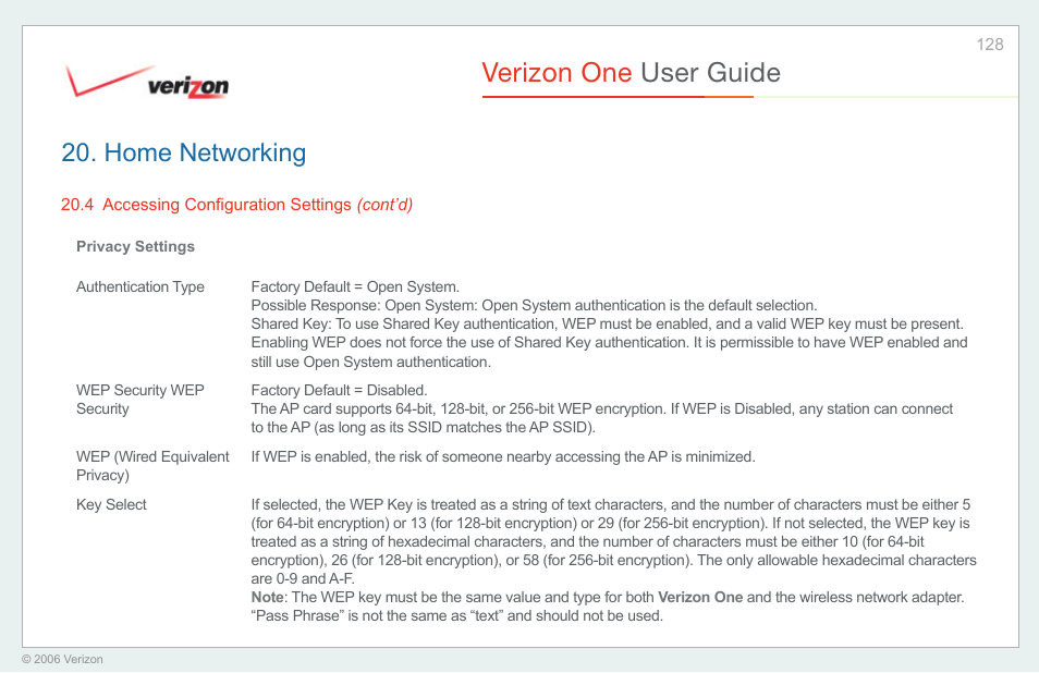 Verizon one user guide, Home networking | Verizon One User Manual | Page 128 / 138