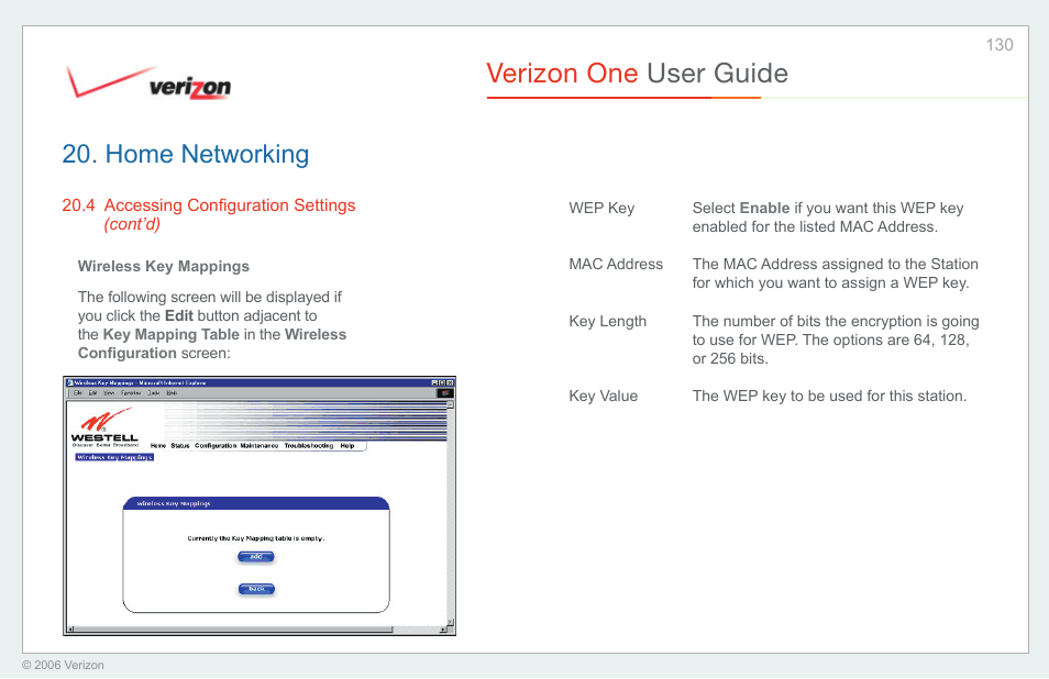 Verizon one user guide, Home networking | Verizon One User Manual | Page 130 / 138