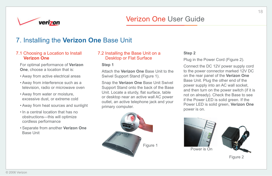 Installing the verizon one base unit, Choosing a location to install verizon one, Verizon one user guide | Verizon One User Manual | Page 18 / 138