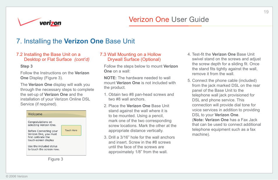 Verizon one user guide, Installing the verizon one base unit | Verizon One User Manual | Page 19 / 138