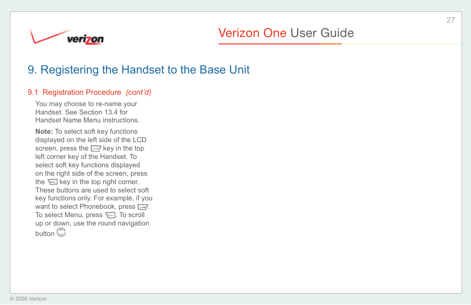 Verizon one user guide, Registering the handset to the base unit | Verizon One User Manual | Page 27 / 138