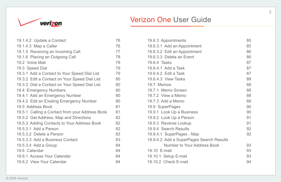 Verizon one user guide | Verizon One User Manual | Page 5 / 138