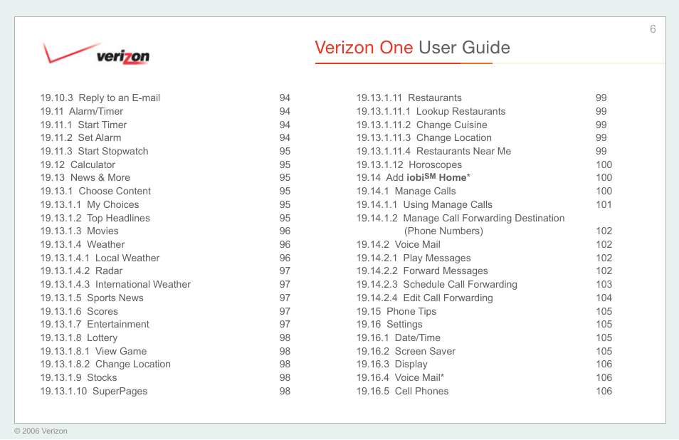 Verizon one user guide | Verizon One User Manual | Page 6 / 138