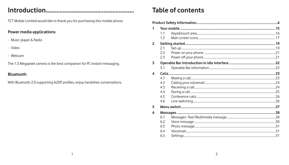 Vodafone 541 User Manual | Page 2 / 41