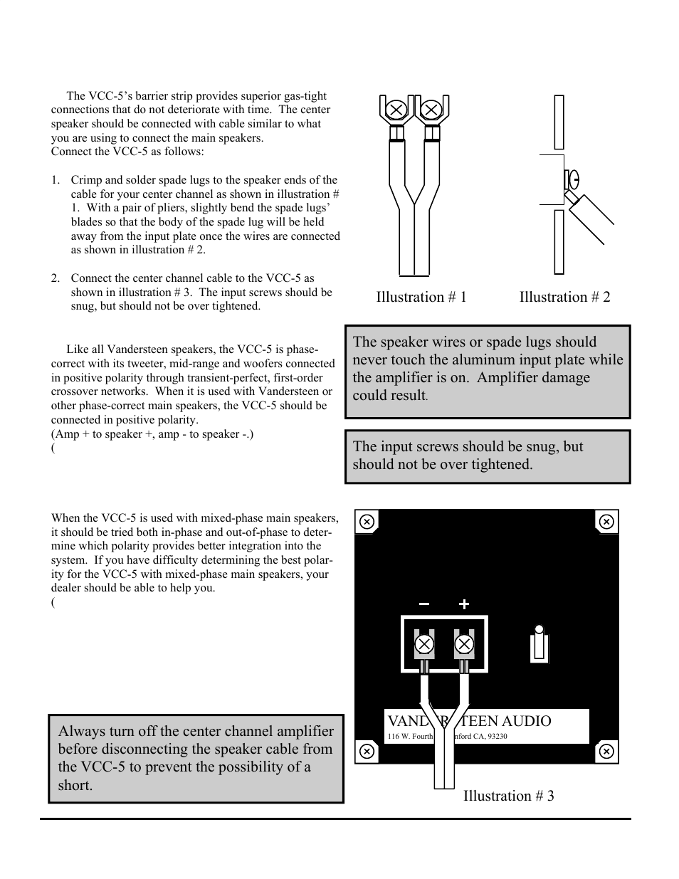 Vcc-5 s, Etup, Vandersteen | Vandersteen Audio VCC-5 User Manual | Page 4 / 8