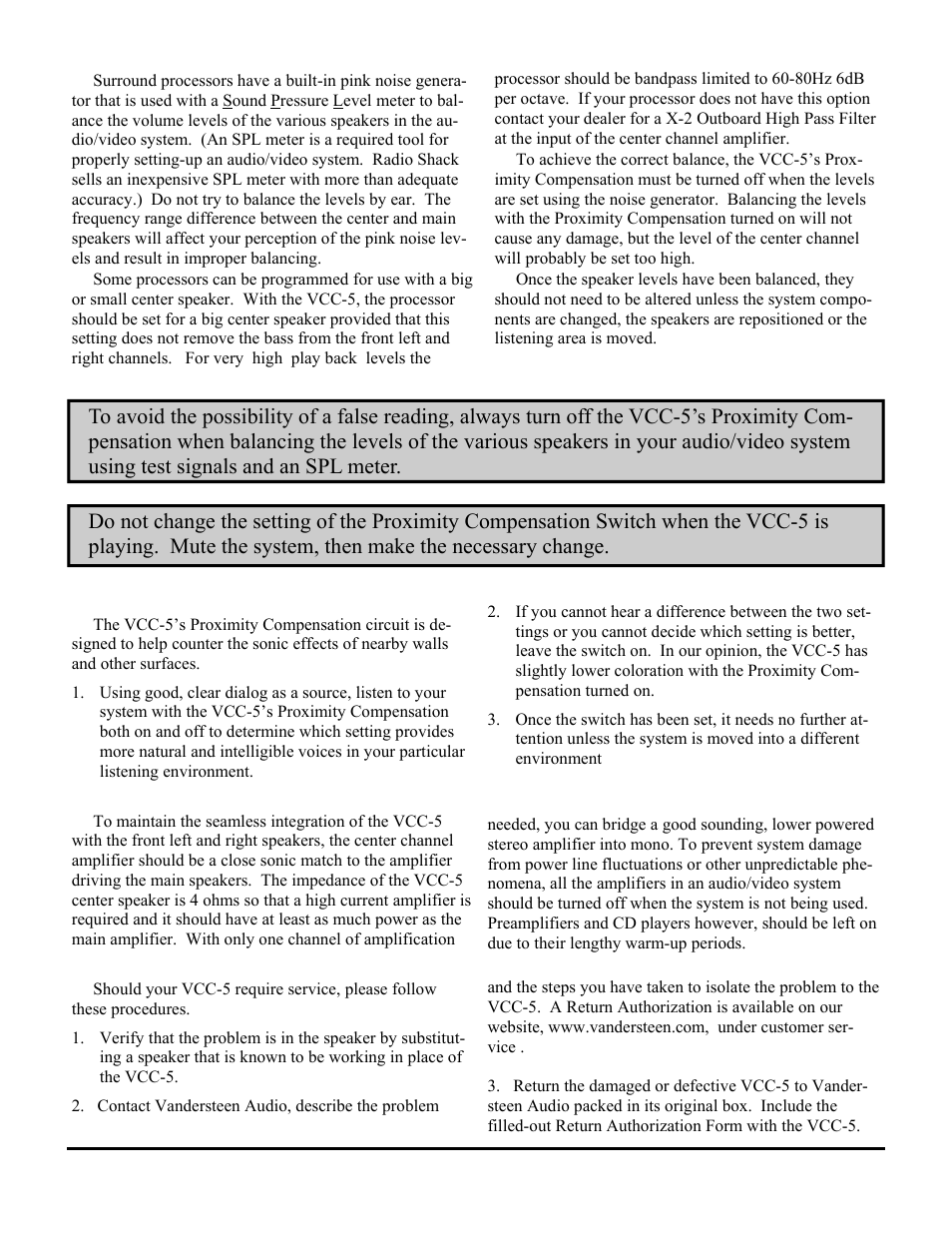 Vandersteen Audio VCC-5 User Manual | Page 6 / 8