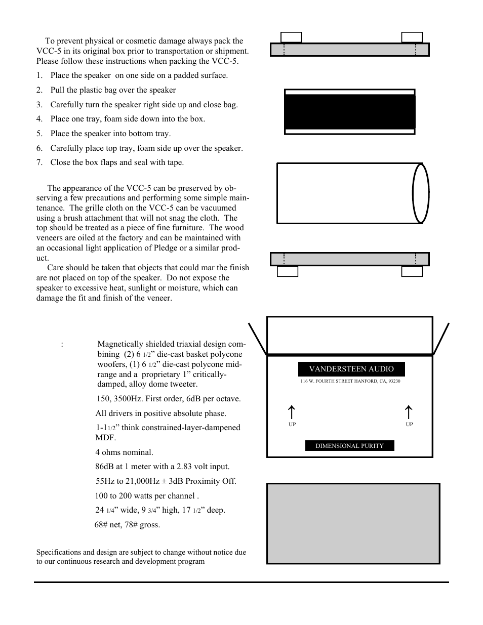 Vandersteen audio | Vandersteen Audio VCC-5 User Manual | Page 7 / 8