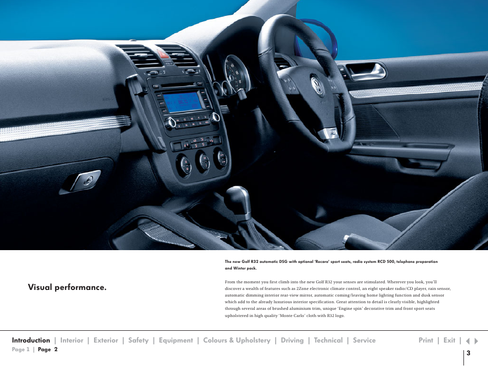 Visual performance | Volkswagen R32 User Manual | Page 3 / 14