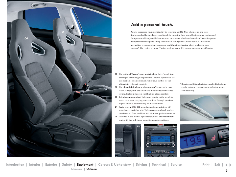 Optional, Add a personal touch | Volkswagen R32 User Manual | Page 9 / 14