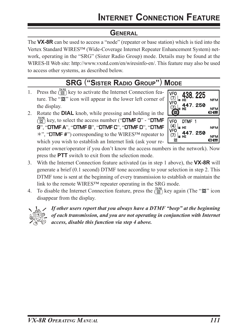Srg ( “s, Nternet, Onnection | Eature | Vertex Standard VX-8R User Manual | Page 113 / 172