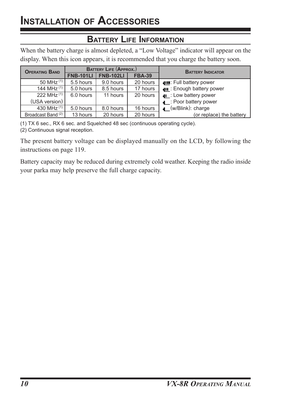 Nstallation, Ccessories, Vx-8r o | Vertex Standard VX-8R User Manual | Page 12 / 172