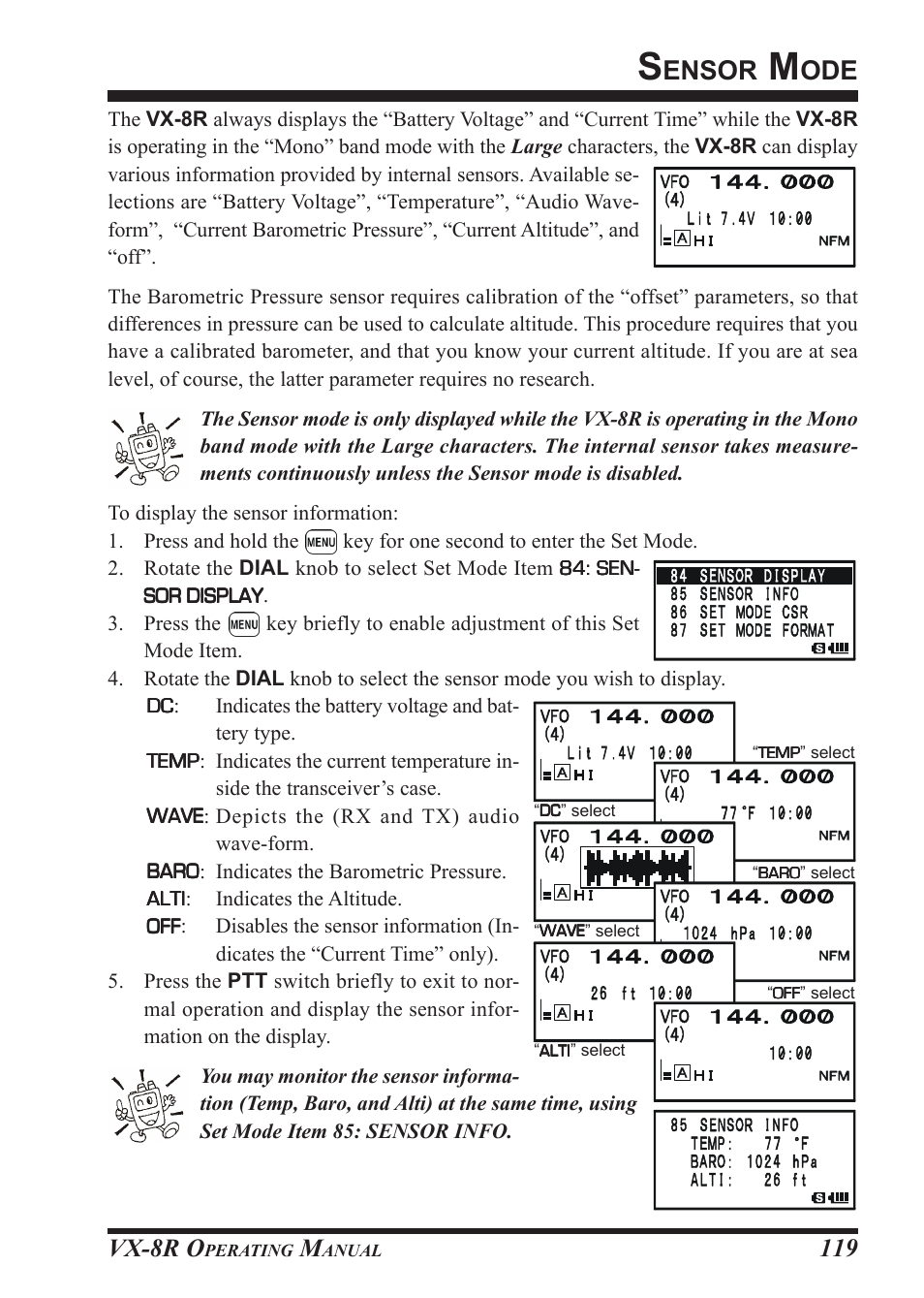 Ensor, Vx-8r o | Vertex Standard VX-8R User Manual | Page 121 / 172