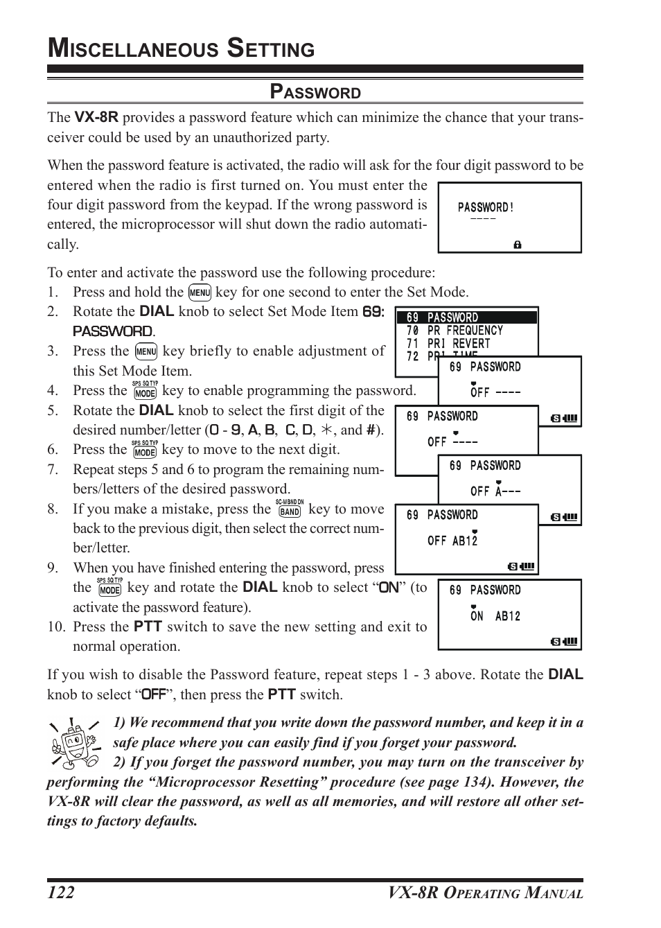 Iscellaneous, Etting, Vx-8r o | Vertex Standard VX-8R User Manual | Page 124 / 172
