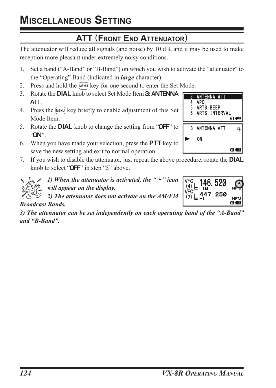Att ( f, Iscellaneous, Etting | Vertex Standard VX-8R User Manual | Page 126 / 172