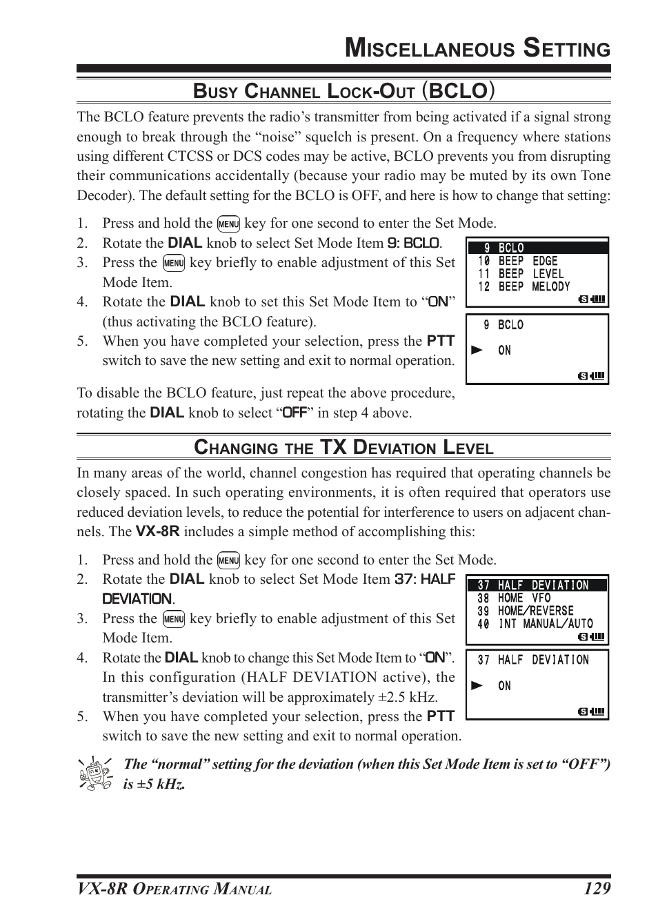 Bclo ), Tx d, Iscellaneous | Etting | Vertex Standard VX-8R User Manual | Page 131 / 172