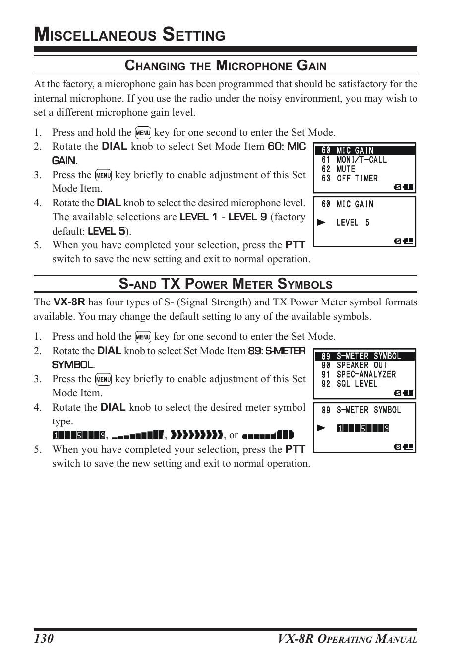 Tx p, Iscellaneous, Etting | Vx-8r o | Vertex Standard VX-8R User Manual | Page 132 / 172