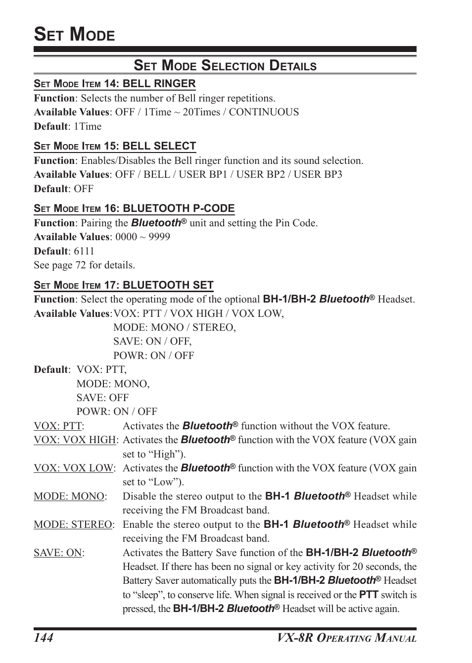 Vx-8r o | Vertex Standard VX-8R User Manual | Page 146 / 172