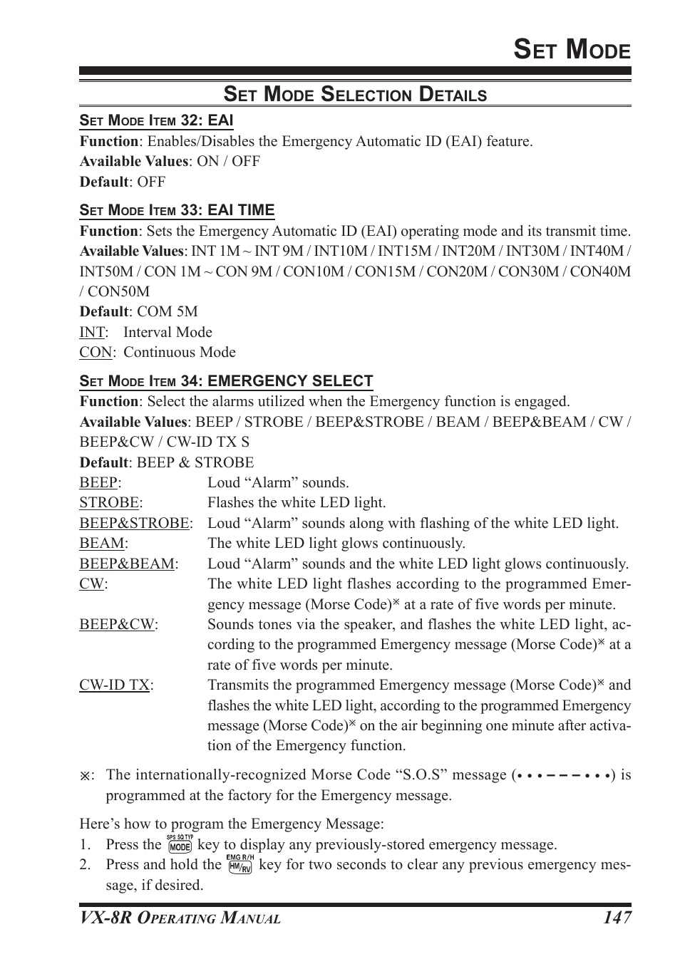 Vx-8r o | Vertex Standard VX-8R User Manual | Page 149 / 172