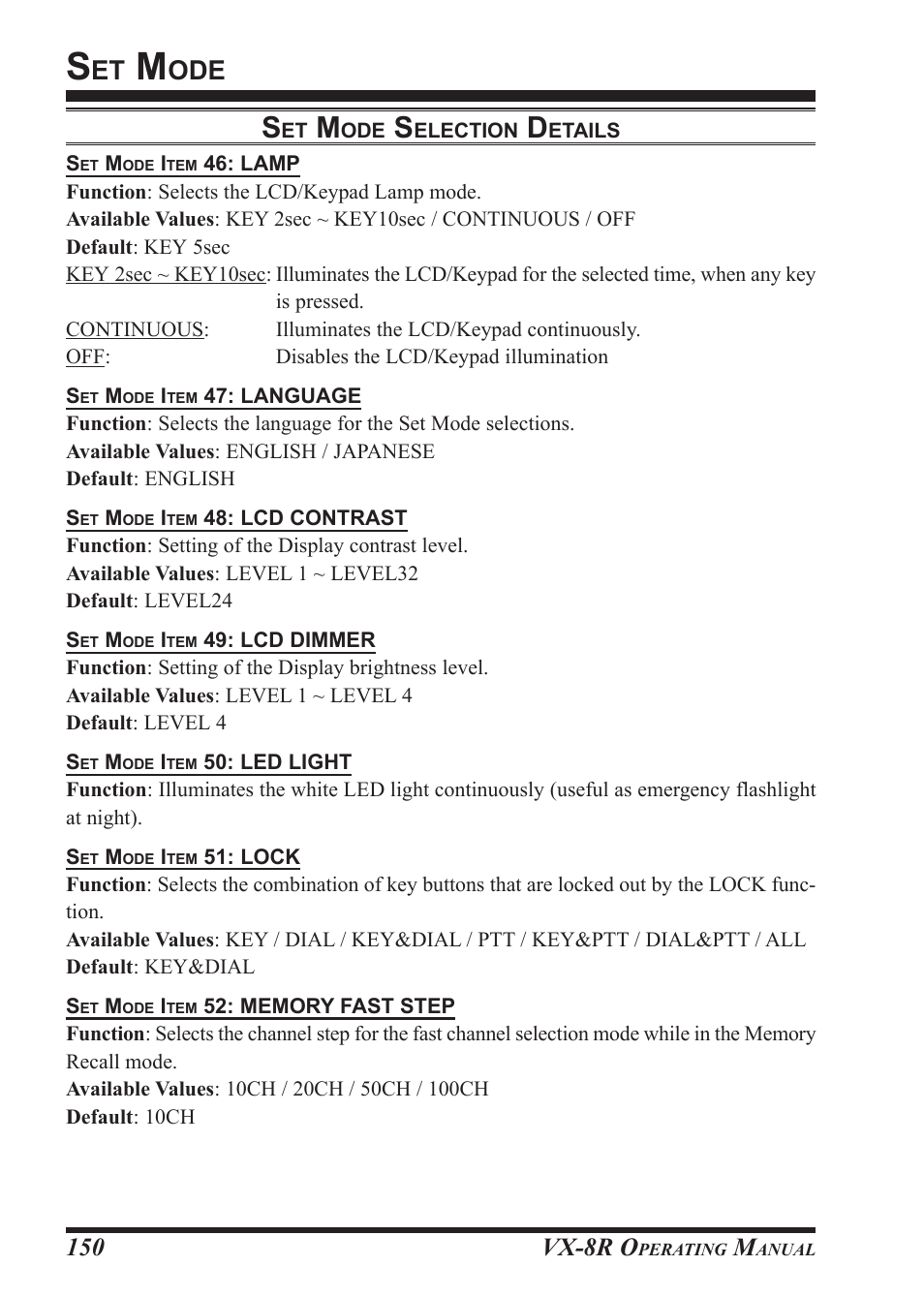 Vx-8r o | Vertex Standard VX-8R User Manual | Page 152 / 172
