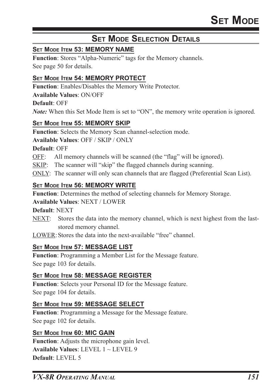 Vx-8r o | Vertex Standard VX-8R User Manual | Page 153 / 172