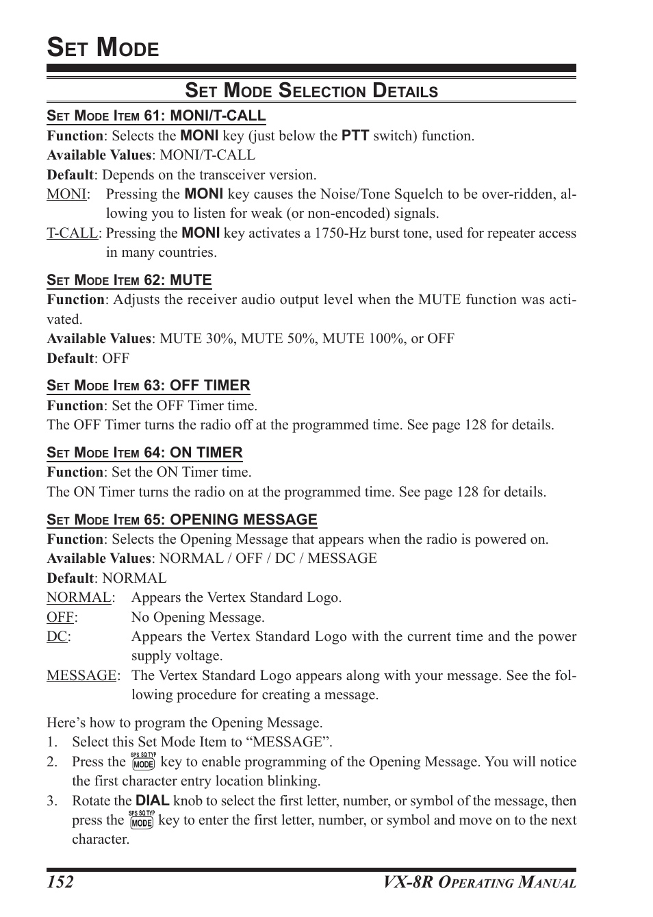 Vx-8r o | Vertex Standard VX-8R User Manual | Page 154 / 172